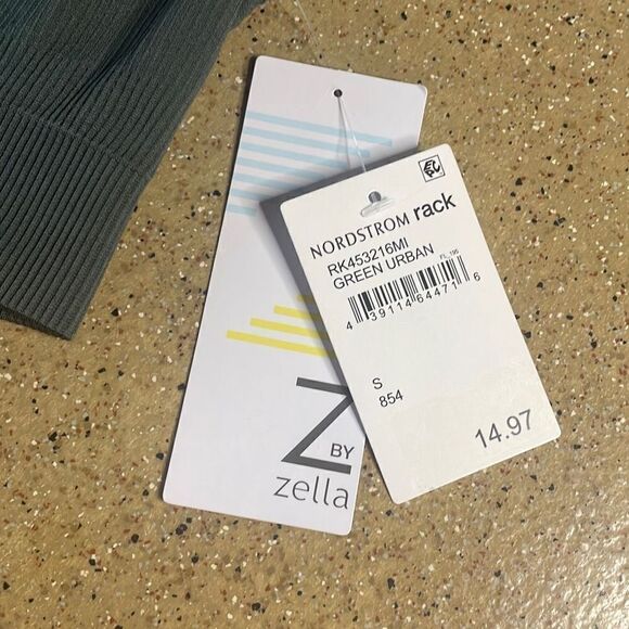 Z by Zella Ribbed Racerback Sports Bra S Green Urban - Picture 5 of 7